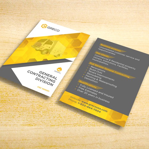 Print design with the title 'Flyer for Greco company'