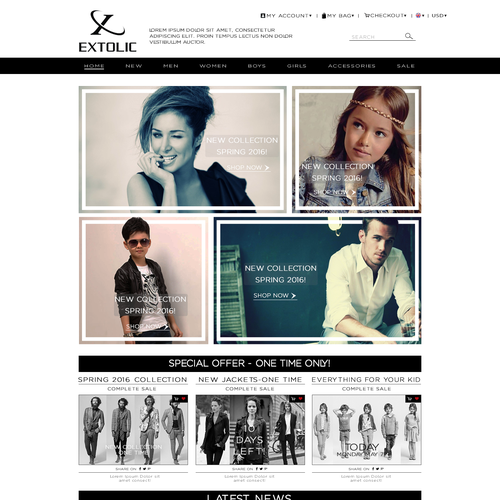 Black website with the title 'Fashion store'