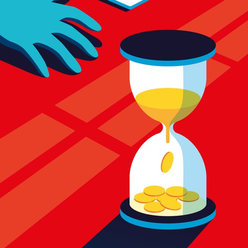 Illustration artwork with the title 'Time is Money'