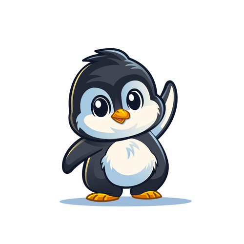 Penguin design with the title 'Mascot Character Design'