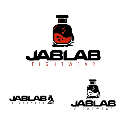 Boxing-gloves logo with the title 'Logo Concept for JabLab Fightwear'