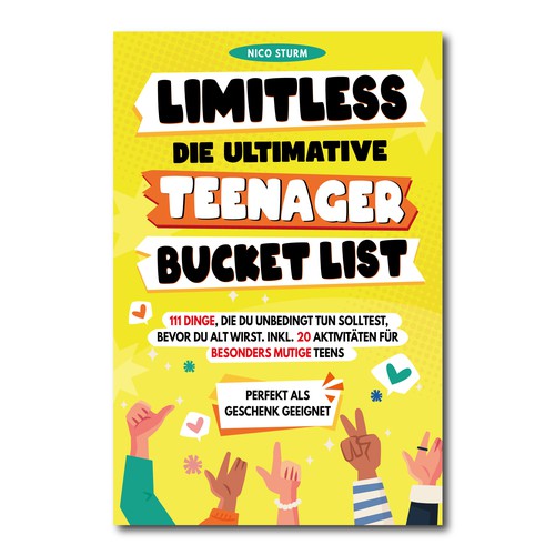 Teen book cover with the title 'Cover book design for teens'