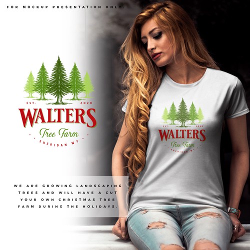 Christmas tree design with the title 'Walters Tree Farm'