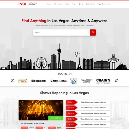 Elegant website with the title 'Redesign an Old School Las Vegas Guide Website'