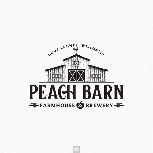 Barn logo with the title 'Peach Barn Farmhouse & Brewery Logo'