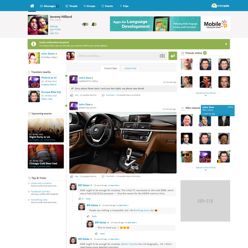 Interface website with the title 'UI for Social Network'