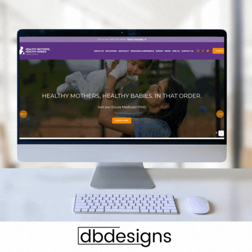 Nonprofit website with the title 'Website Transfer + Build for Organization'
