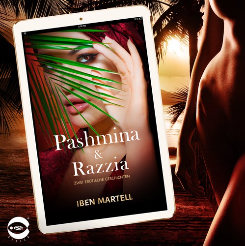 Novel book cover with the title 'eBook Cover for “Pashmina & Razzia” by Iben Martell'