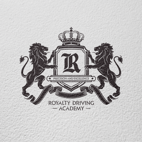 Coat of arms logo with the title 'Royalty Driving Academy'