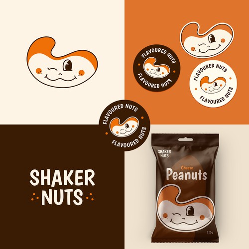 Friendly brand with the title 'Mascot logo design for Shaker Nuts'