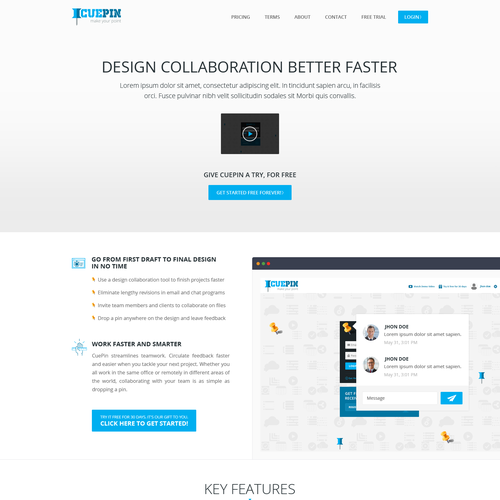 Collaboration design with the title 'RESPONSIVE HOME PAGE - Design Collaboration App '