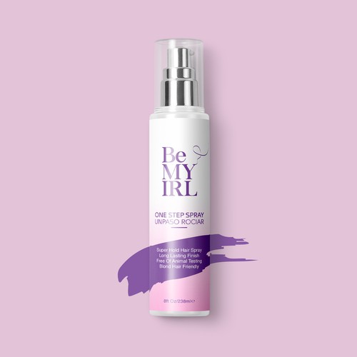 Hair label with the title 'Feminine hair spray'