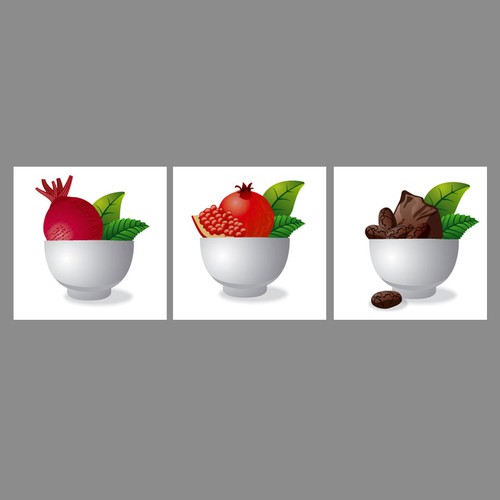 Fruit artwork with the title 'Veggie icons'