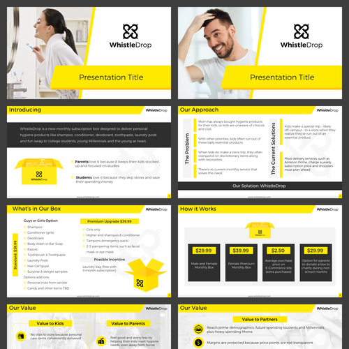 Subscription box design with the title 'Pitch Deck for a new subscription box '