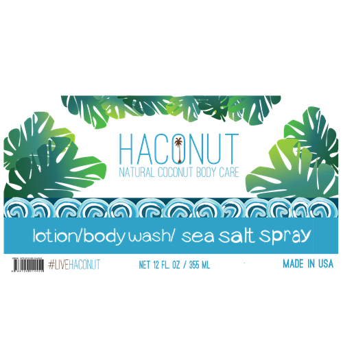 Body care packaging with the title 'New label design for a body wash'