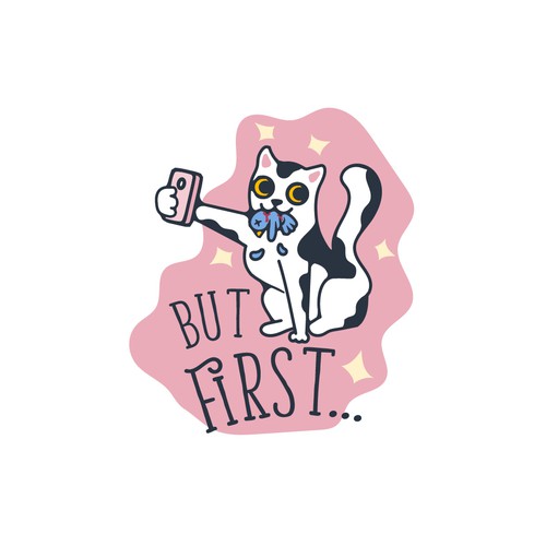 Cute t-shirt with the title 'Humorous t-shirt print with a pet taking a selfie'