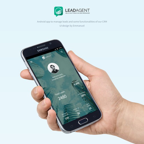 Android design with the title 'Android App Design for LeadAgent'