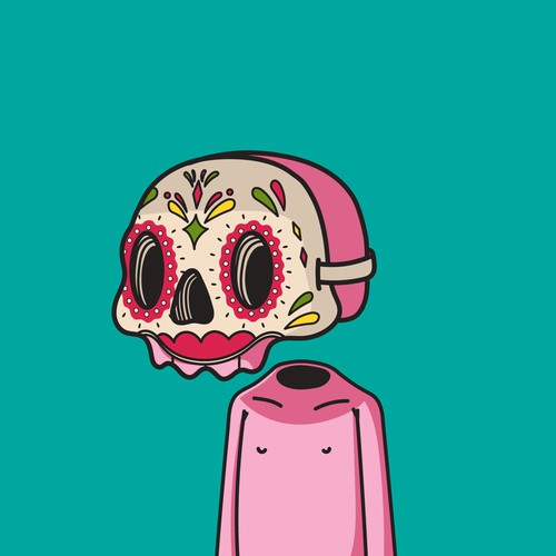 World artwork with the title 'La Muertos NFT Character '