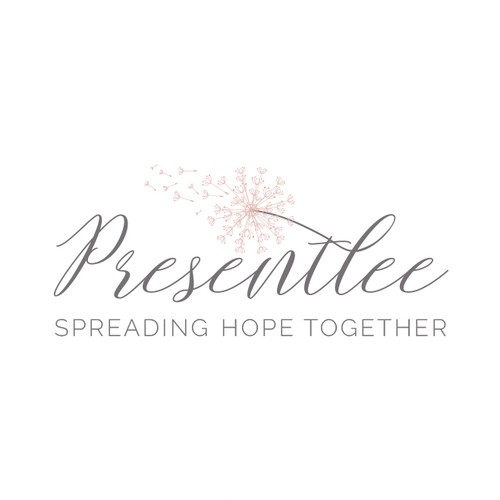 Dandelion design with the title 'Logo concept for a grief related gift shop called Presentlee'