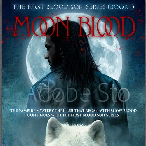 Wolf book cover with the title 'Moon Blood Book Cover'
