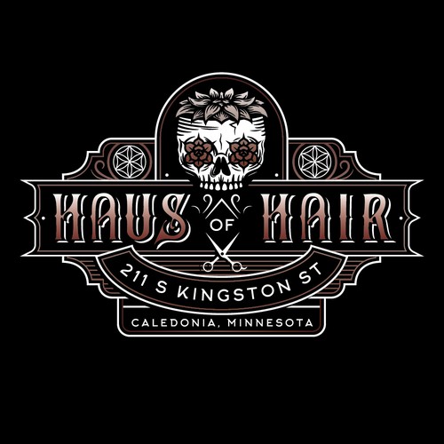 Intricate design with the title 'Edgy & Iconic Logo for Haus of Hair'