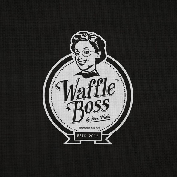 Waffle design with the title 'Waffle Boss - delicious new logo'