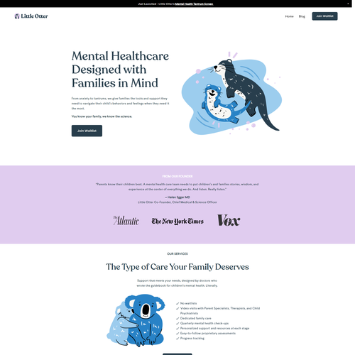 Pediatric design with the title 'Little Otter Health'