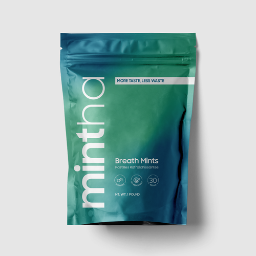 Cool packaging with the title 'Pound pouch for an eco-sustainable and fresh mint brand'