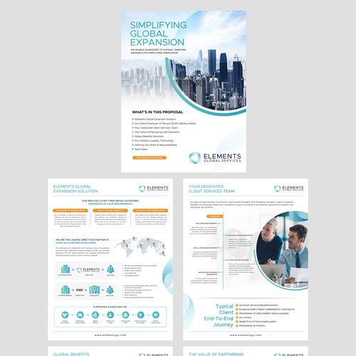 PDF design with the title 'Elements Global Service E-Brochure'