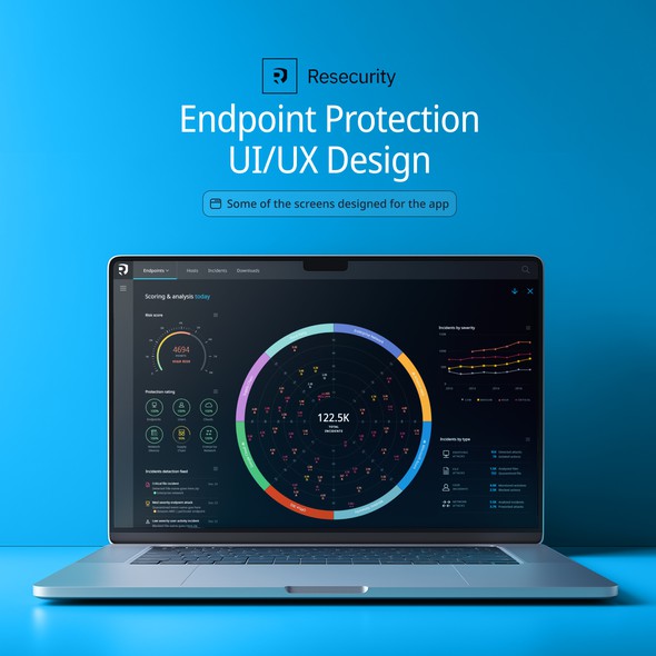 Dashboard design with the title 'Endpoint protection UI/UX design.'