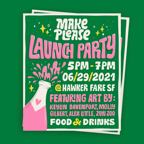 Type design with the title 'Launch Party Poster for Makeplease'