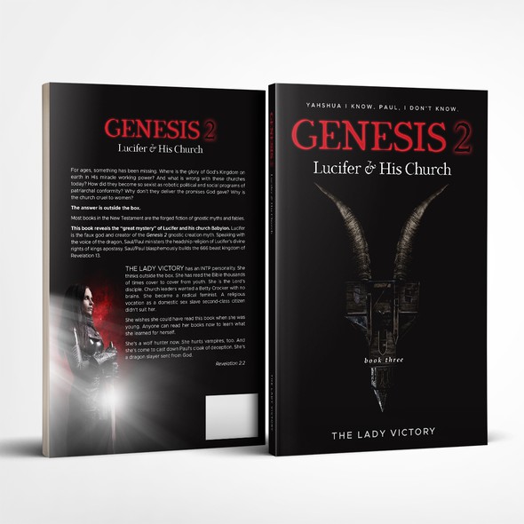 Bible book cover with the title 'Book Cover for Genesis 2 - Lucifer & His Church'
