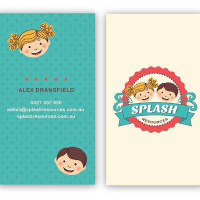 Create a unique business card for a teaching resources company.