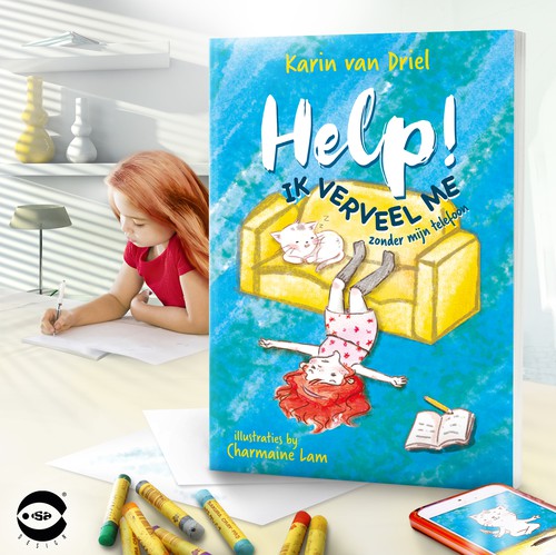 Children's book cover with the title 'Book cover for “Help! Ik Verveel Me” by Karin van Driel'