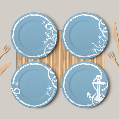 Coral design with the title 'Pattern for Outdoor Melamine Set Plates'