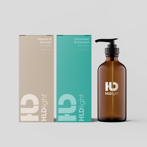 Feminine packaging with the title 'Bold logo and packaging design for HLD Light'