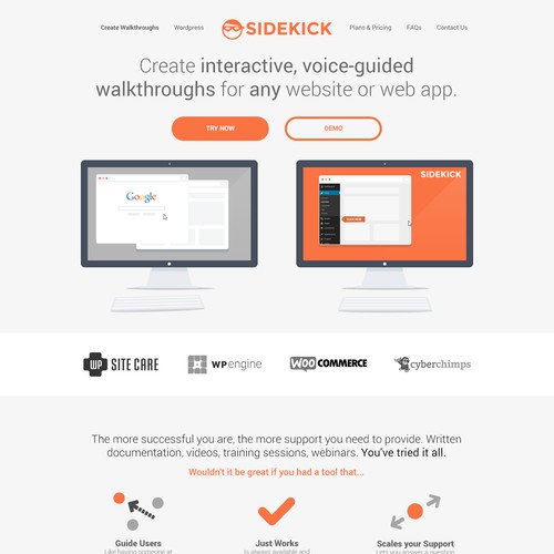 Orange website with the title 'Homepage for Technology Startup'