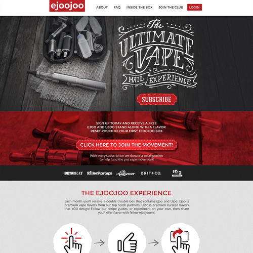 Lettering design with the title 'Homepage design for a Subscription Box business'