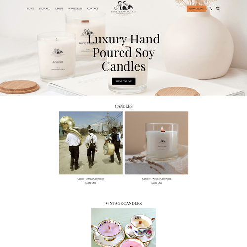 Candle design with the title 'Soy Candles Square website'