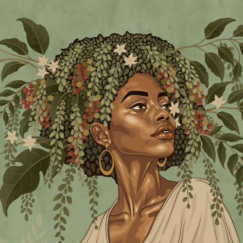 Artwork with the title 'Modern Botanical Portrait Mural'