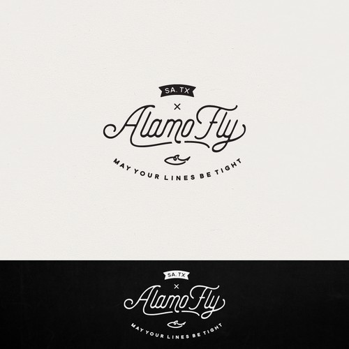 Fish logo with the title 'Logo design for a fly fishing & lifestyle brand'