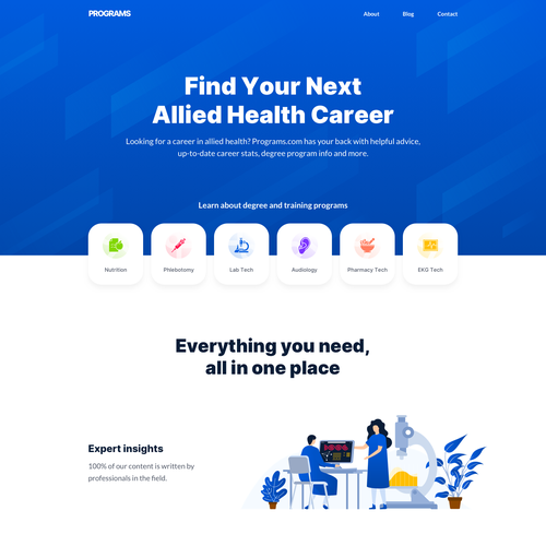 Health website with the title 'Health Careers Website'