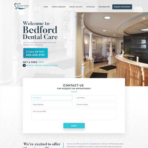 Homepage website with the title 'Bedford Dental Care'