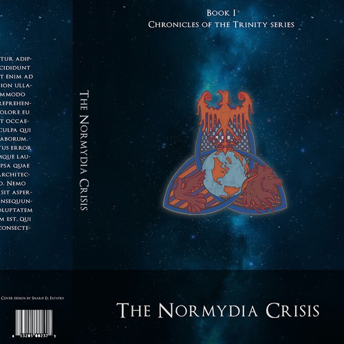 Space book cover with the title 'Create the symbol for an interstellar empire!'