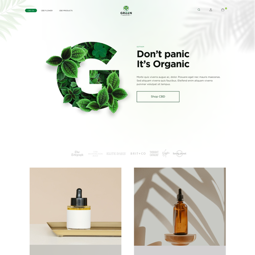 Green website with the title 'CBD Website Design'
