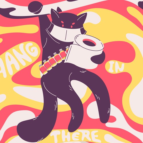 Cat illustration with the title 'Motivation poster- 2020'