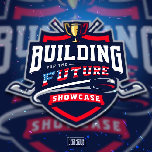 Hockey puck logo with the title 'Building for the Future Hockey Showcase'