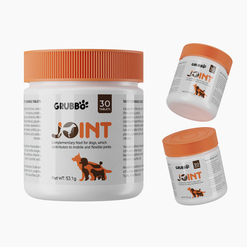 Pet label with the title 'Label Design for Grubbo JOINT'