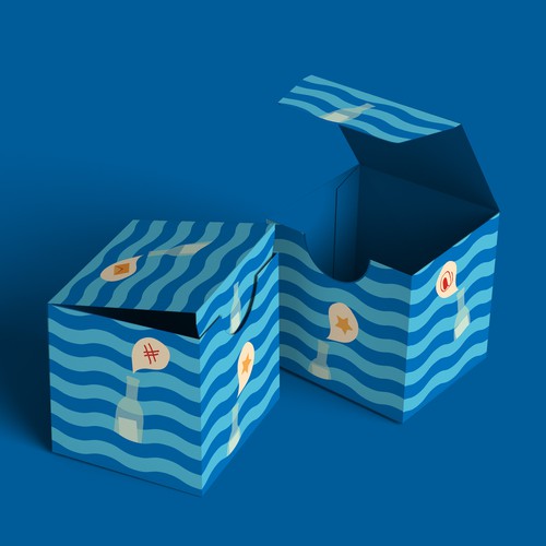 Bottle artwork with the title 'Business card boxes'