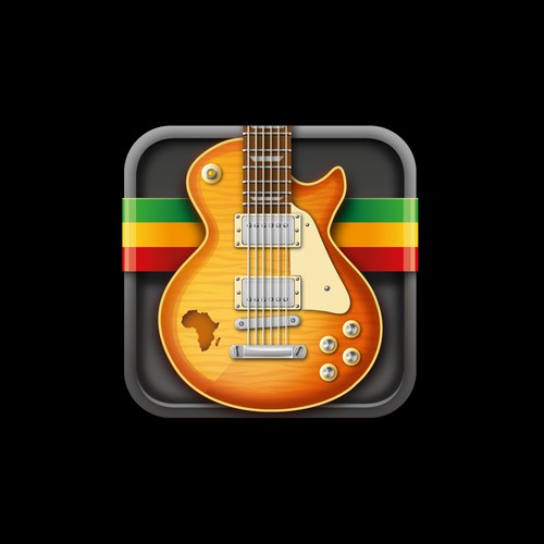 Realistic design with the title 'Icon design for app teaching African guitar styles '